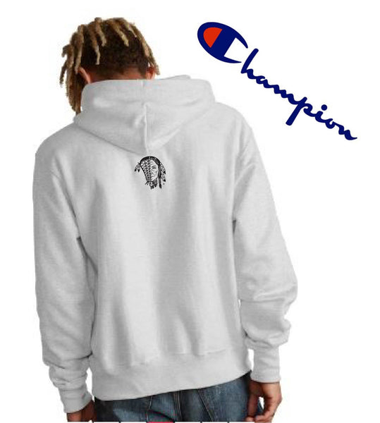 Hoodie - 12 oz. Champion Brand Flagship design - Heather Grey