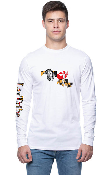 T's - Long Sleeve Unisex - "Maryland Design" White Unisex 100% Cotton
