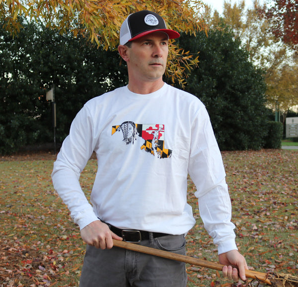T's - Long Sleeve Unisex - "Maryland Design" White Unisex 100% Cotton