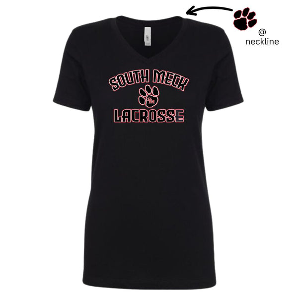 South Meck Lacrosse w/Black Paw - V-Neck Women's Cut T-shirt
