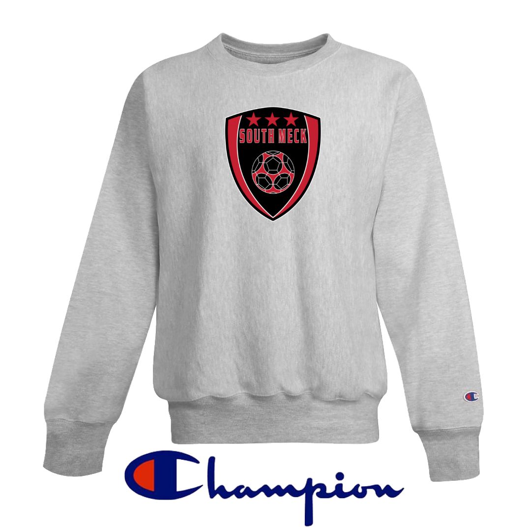 South Meck Soccer - 12 oz Champion Crewneck - 3x State Champ Shield