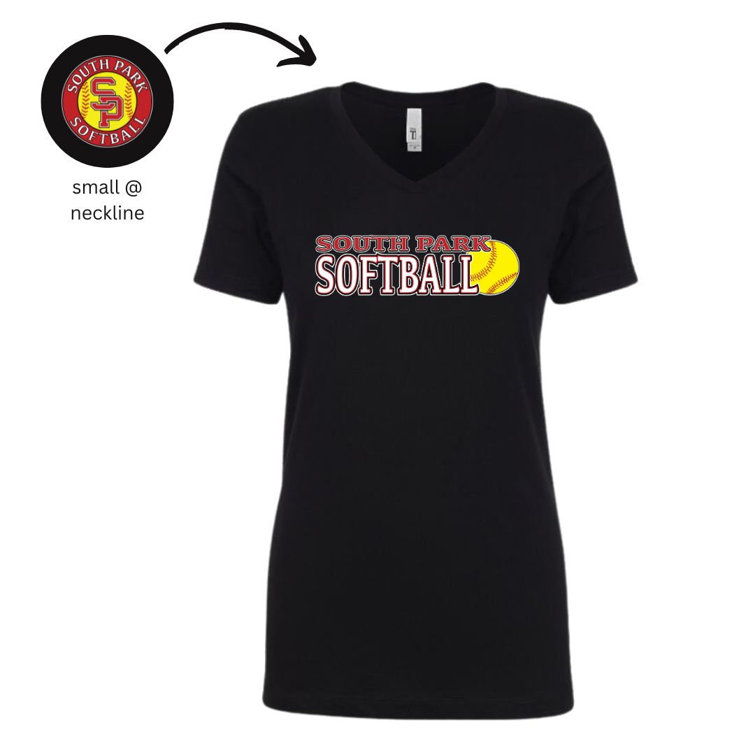 Womens Cut V-Neck T-shirt - SP SOFTBALL