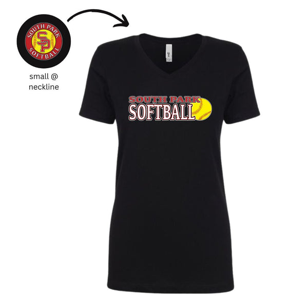 Womens Cut V-Neck T-shirt - SP SOFTBALL