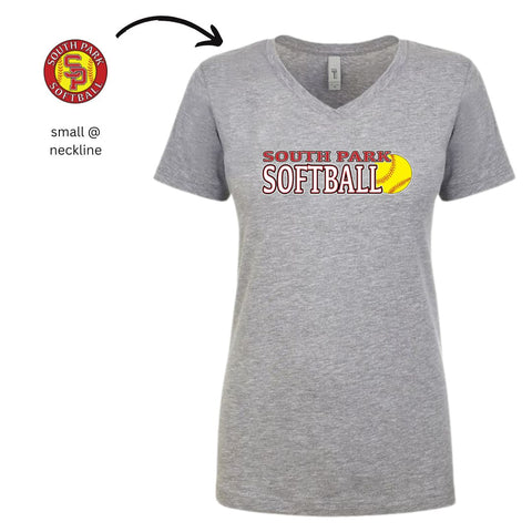 Womens Cut V-Neck T-shirt - SP SOFTBALL