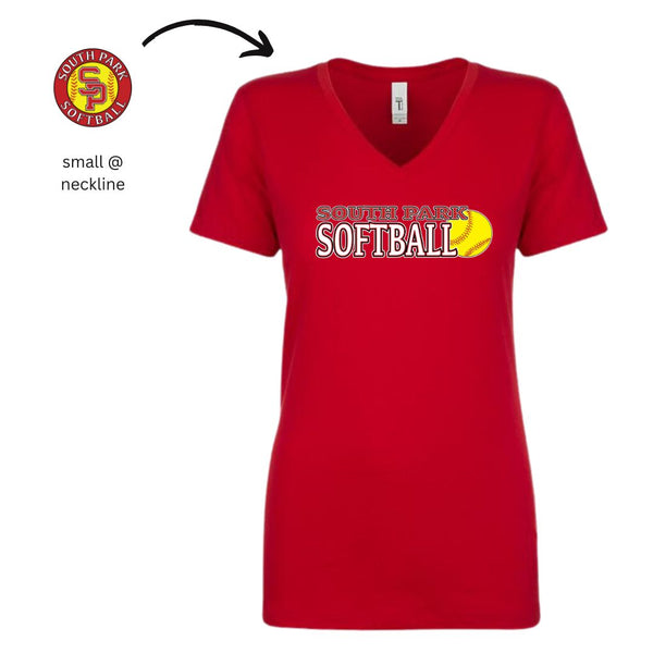 Womens Cut V-Neck T-shirt - SP SOFTBALL