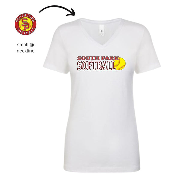 Womens Cut V-Neck T-shirt - SP SOFTBALL